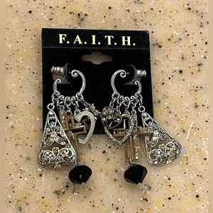 NWT F.A.I.T.H. Renaissance rhinestone & faceted bead chandelier earrings.